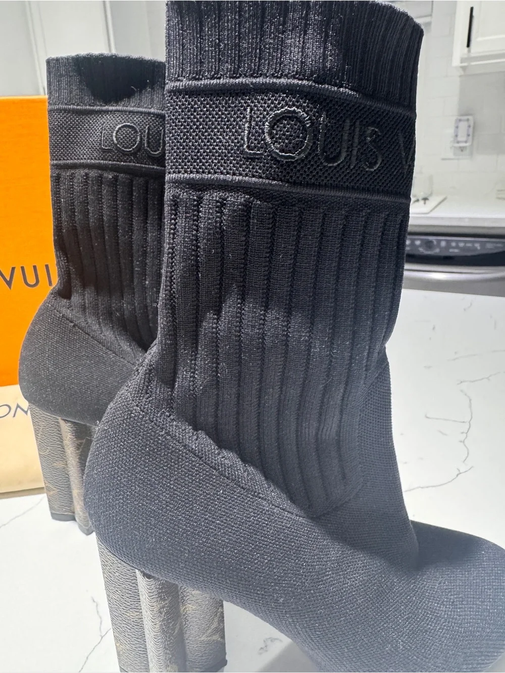 Louis Vuitton Black Knit Silhouette Ankle Boots